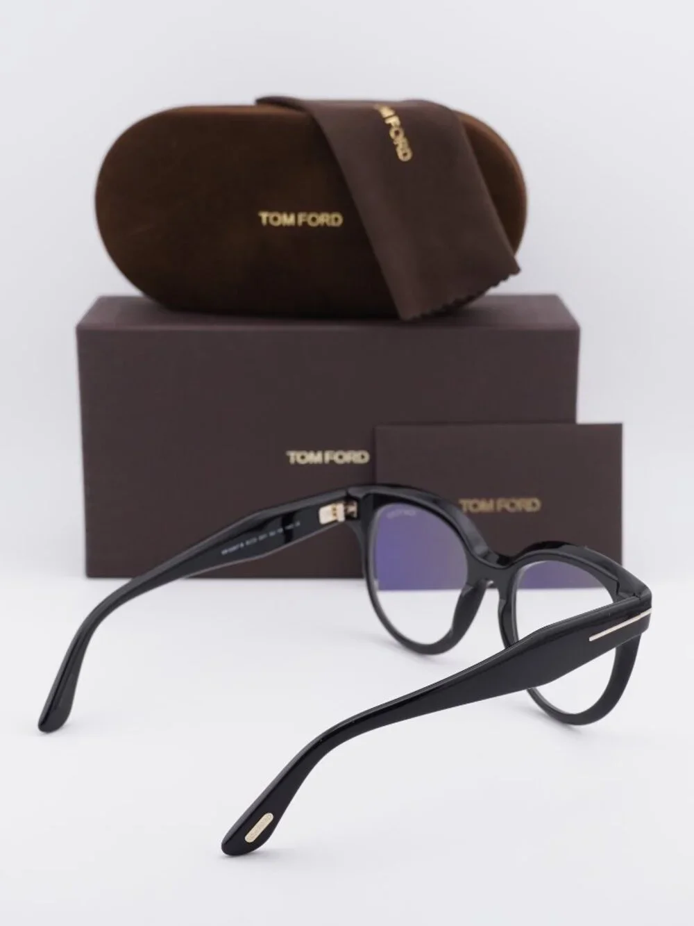 Tom Ford FT5987-B 001 Round Eyeglasses 52mm - Black / Blue Light Block